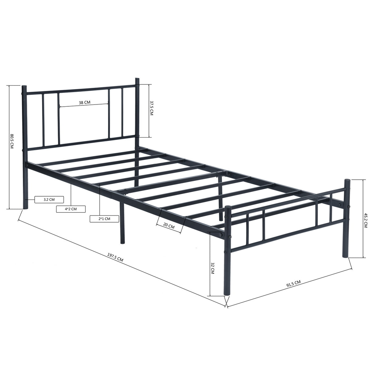 EGGREE Twin Metal Platform Bed Frame