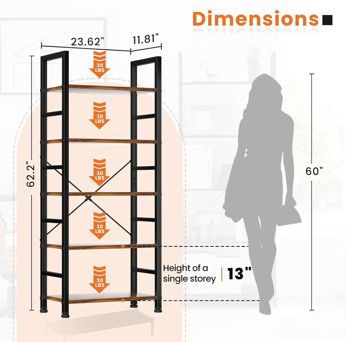 FetiNes - 5 Tier Book Shelf
