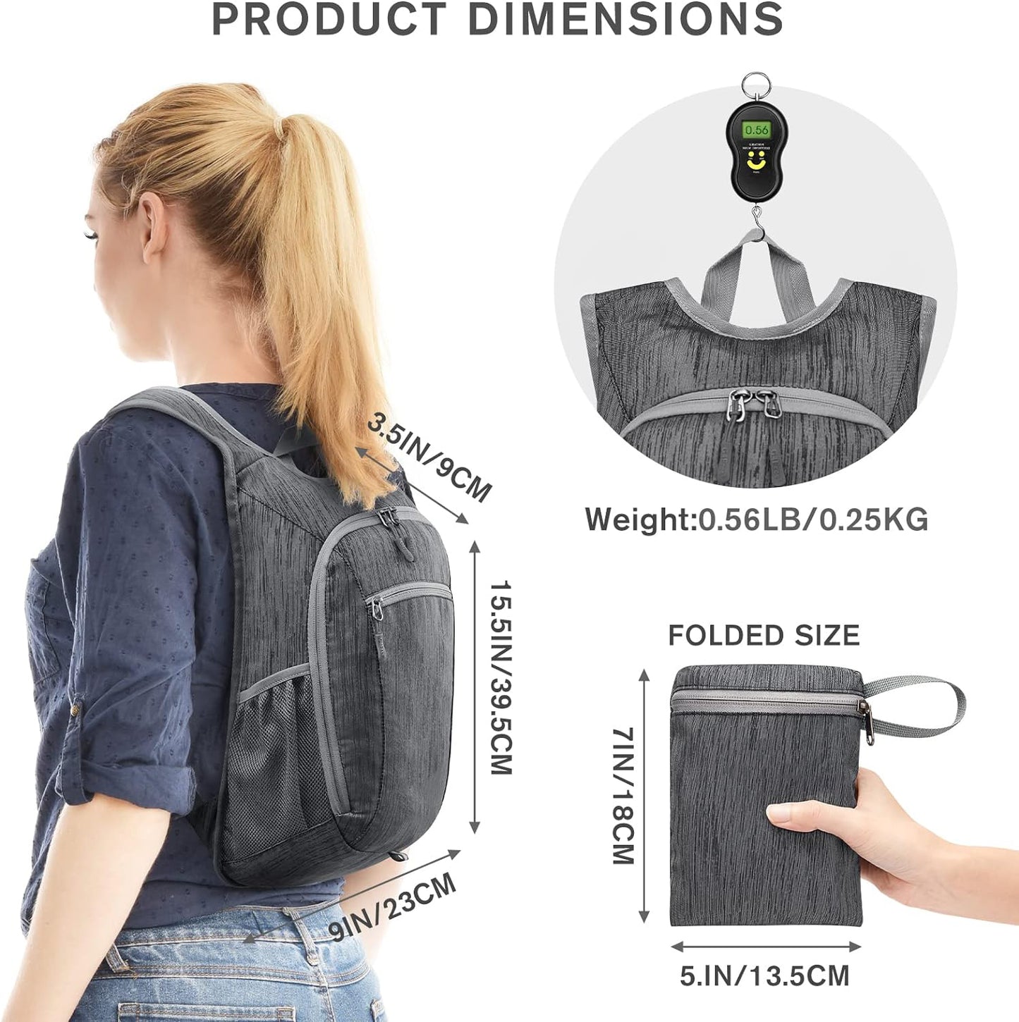 FETINES 10L/15L Hiking Backpack Lightweight and Portable Hiking Foldable Shoulder Bag