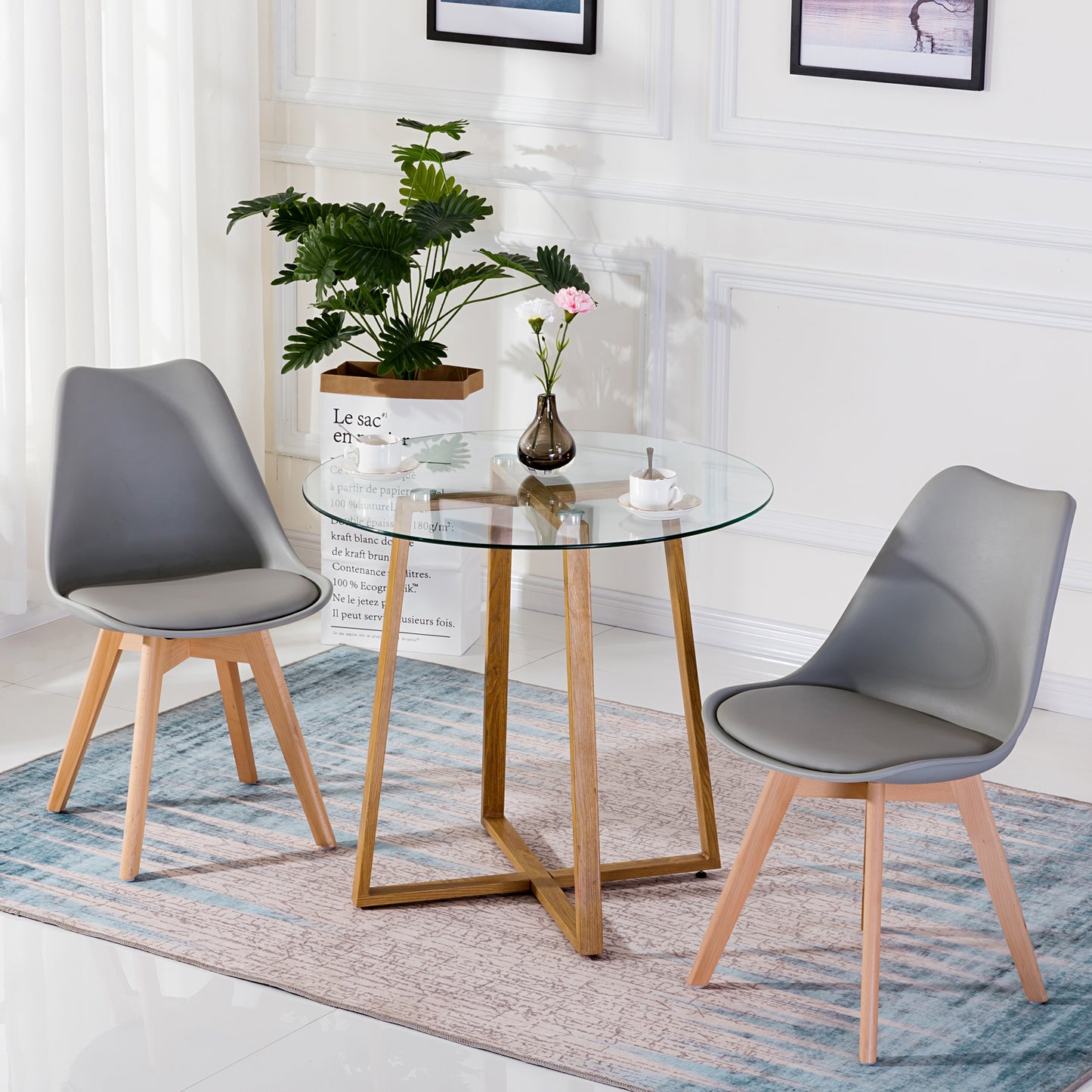 FetiNes Round Glass Dining Table