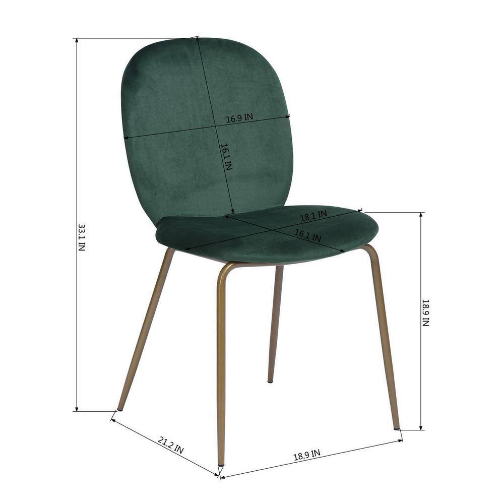 Jule Green Velvet Cover Elegant Dining Chairs - Set of 2