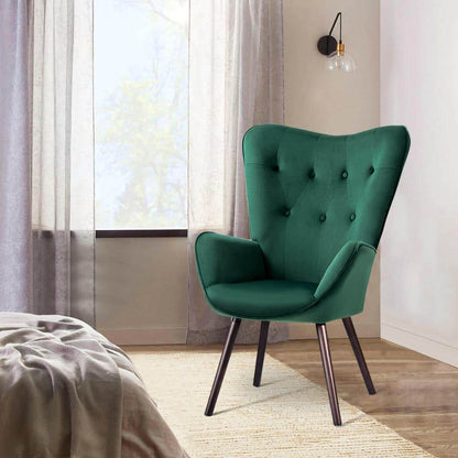Set of 9, Kas Green Velvet Tufted Leisure Arm Chair
