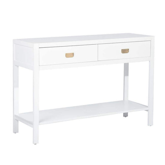 Bianca 44.3 in. White Standard Rectangle Wood Console Table with 2-Drawers