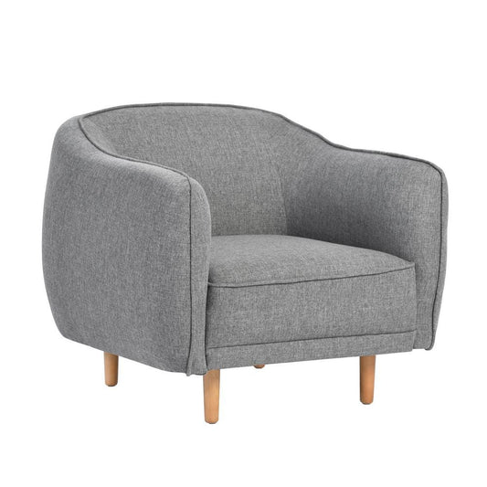 Cynric Dark Gray Fabric Upholstered Arm Accent Barrel Chair
