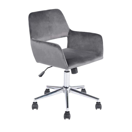 Ross Grey Velvet Upholstered Task Chair With Adjustable Height