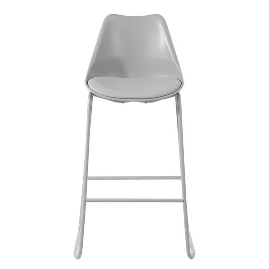 Russ 29 in. Gray Low Back Metal Frame Bar Stool with Faux Leather Cushion Seat - Set of 2