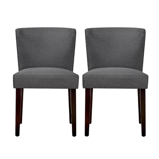 Cambodia Grey Upholstered Solid Wood Dining Chair - set of 2