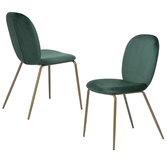 Jule Green Velvet Cover Elegant Dining Chairs - Set of 2
