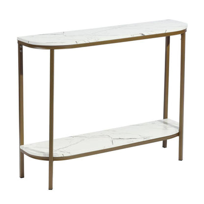 Adria Console Table 100cm - White Marble with Metal Leg
