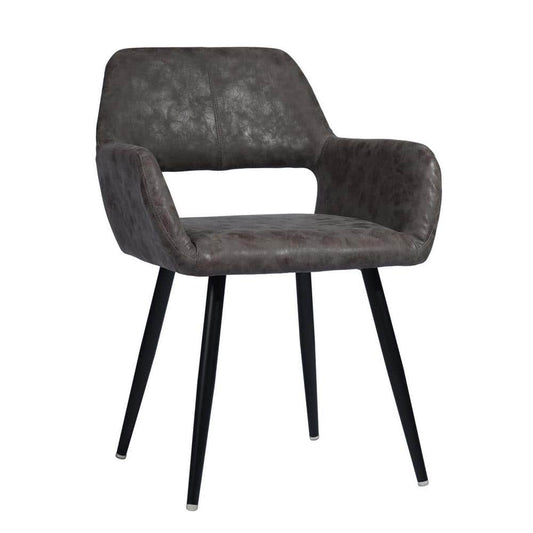 CROMWELL Dining Chair - Pu Leather Brown with Metal Leg