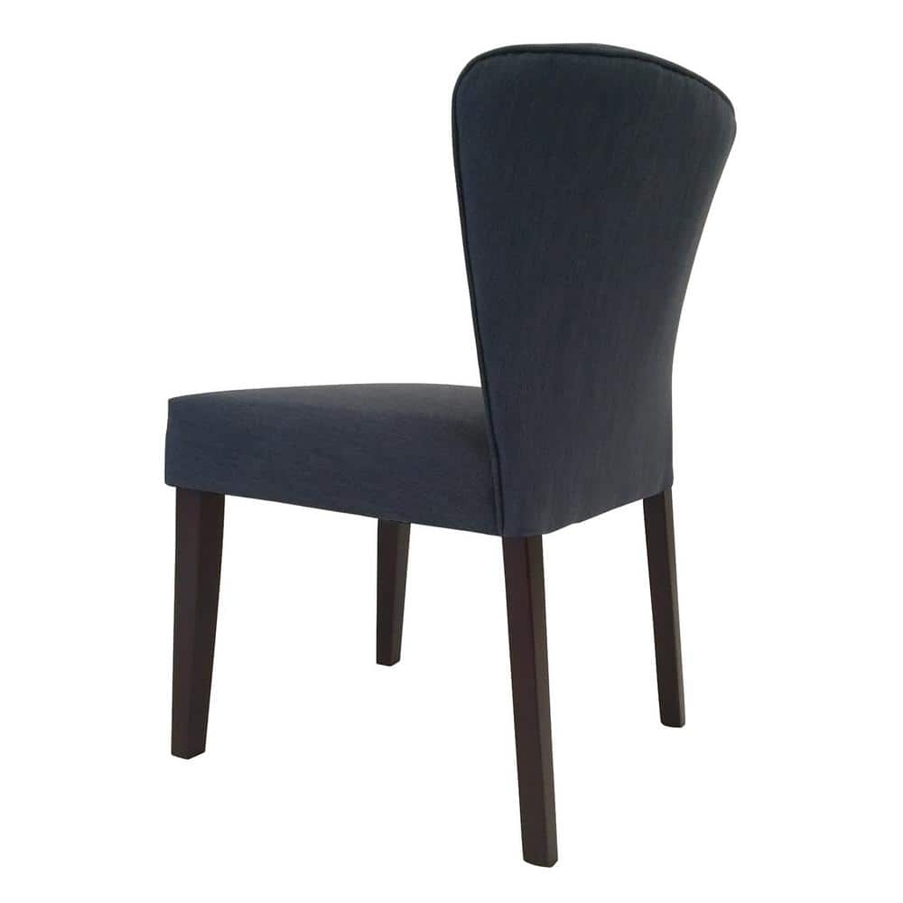Set of 8, Cambodia Navy Upholstered Solid Wood Dining Chair