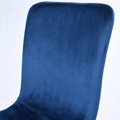 Set of 4, SCARGILL Dining Chair - Velvet Blue with Black Metal Leg