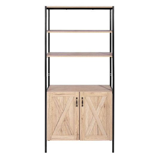 Bebou 70.9 in. Brown MDF Wood 3-Shelves Bookcase Cabinet