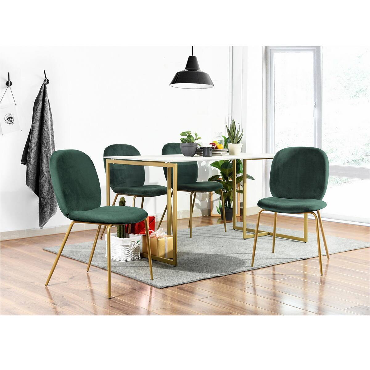 Set of 16, Jule Green Velvet Cover Elegant Dining Chairs