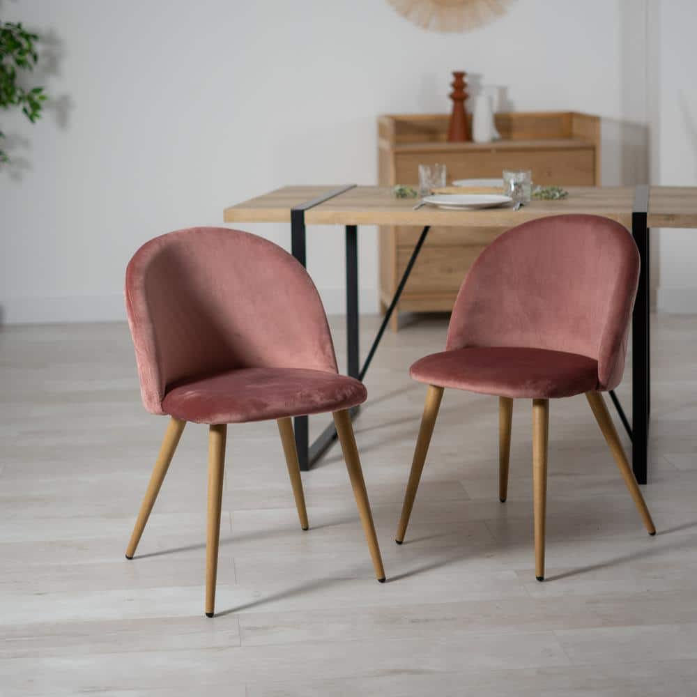 Set of 24, Zomba Dining Chair - Velvet Rose with Metal Leg