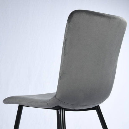 Set of 4, SCARGILL Dining Chair - Velvet Grey with Black Metal Leg