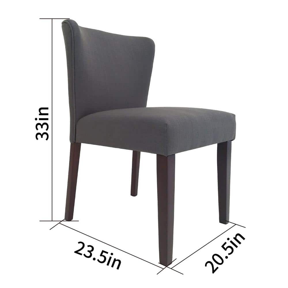 Set of 8, Cambodia Grey Upholstered Solid Wood Dining Chair