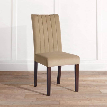 Fawn Taupe Velvet Upholstered Dining Chairs - set of 2