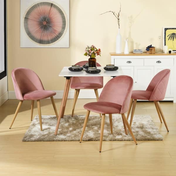 Set of 24, Zomba Dining Chair - Velvet Rose with Metal Leg