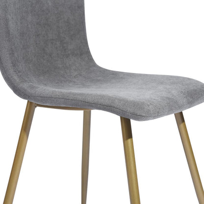 Set of 4, SCARGILL Dining Chair - Fabric Dark Grey with Golden Metal Leg