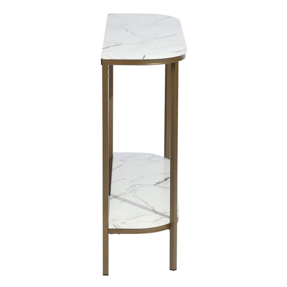 Set of 30, Adria Console Table 100cm - White Marble with Metal Leg