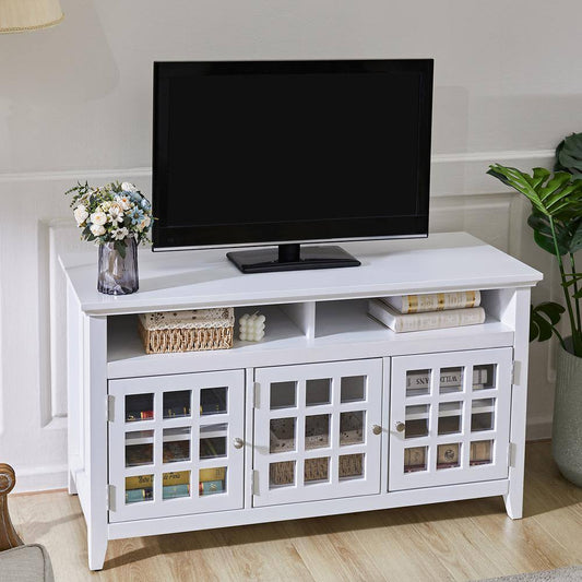 Set of 5, Taneka 48 in. White TV Stand Fits TV's Up To 58 in