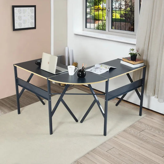 Set of 21, L-Shaped Desk 125cm - Grey Mdf with Metal Leg
