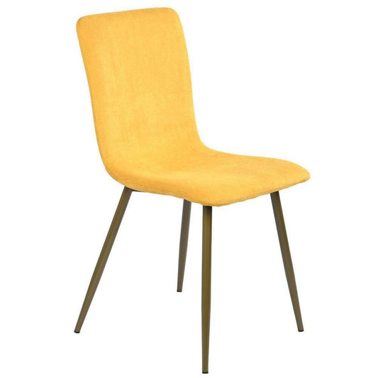 Set of 4, SCARGILL Dining Chair - Fabric Yellow with Golden Metal Leg