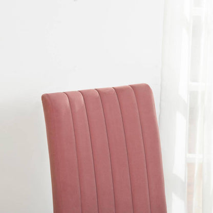 Fawn Pink Velvet Upholstered Dining Chairs - set of 2