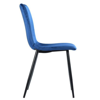 Set of 32, SCARGILL Dining Chair - Velvet Blue with Black Metal Leg