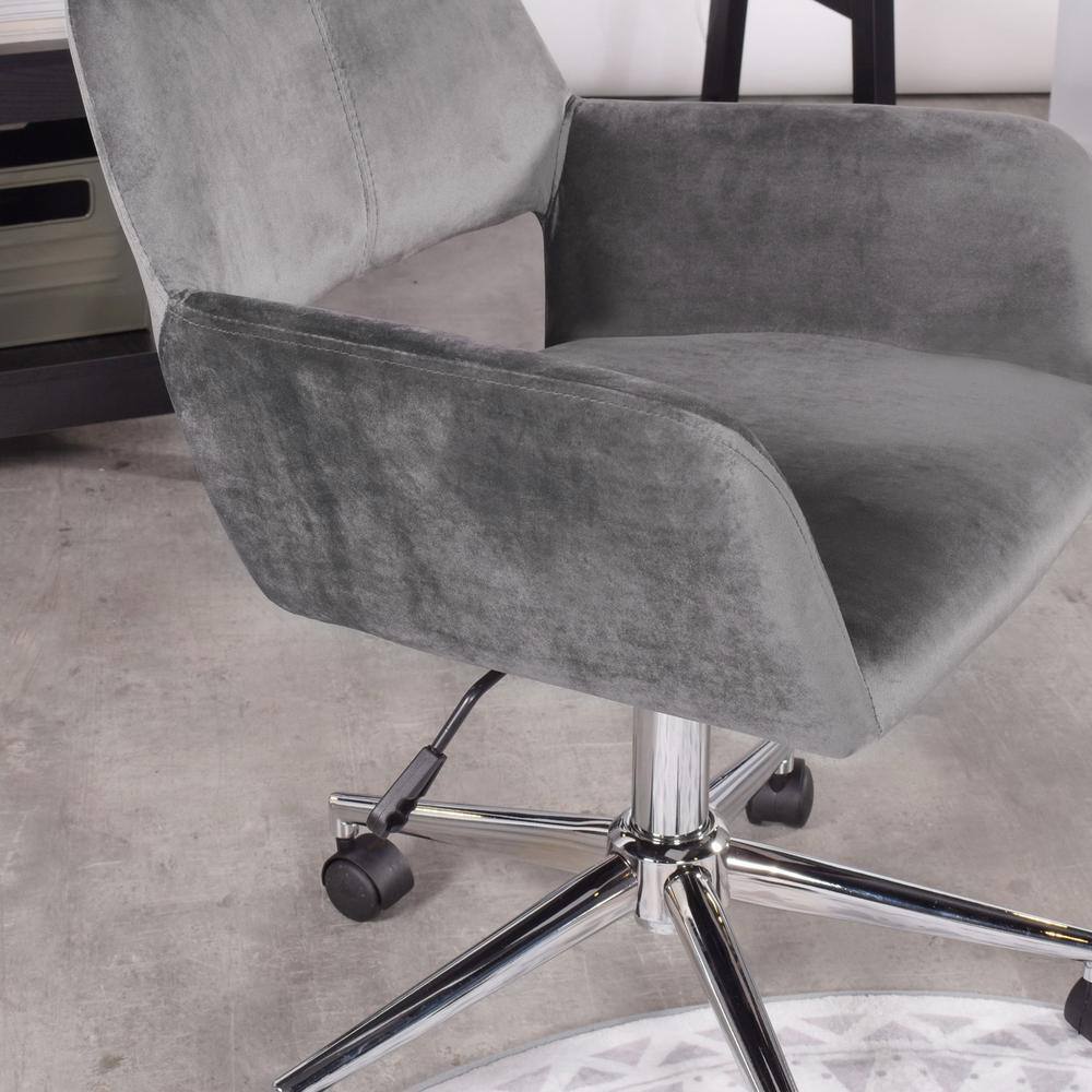 Set of 12, Ross Grey Velvet Upholstered Task Chair With Adjustable Height