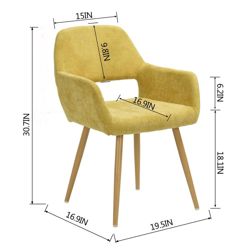 Set of 11, CROMWELL Dining Chair - Velvet Yellow with Metal Leg