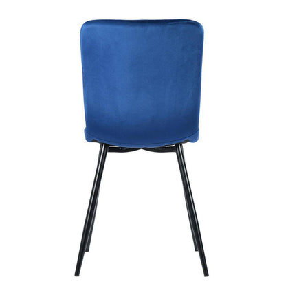 Set of 32, SCARGILL Dining Chair - Velvet Blue with Black Metal Leg