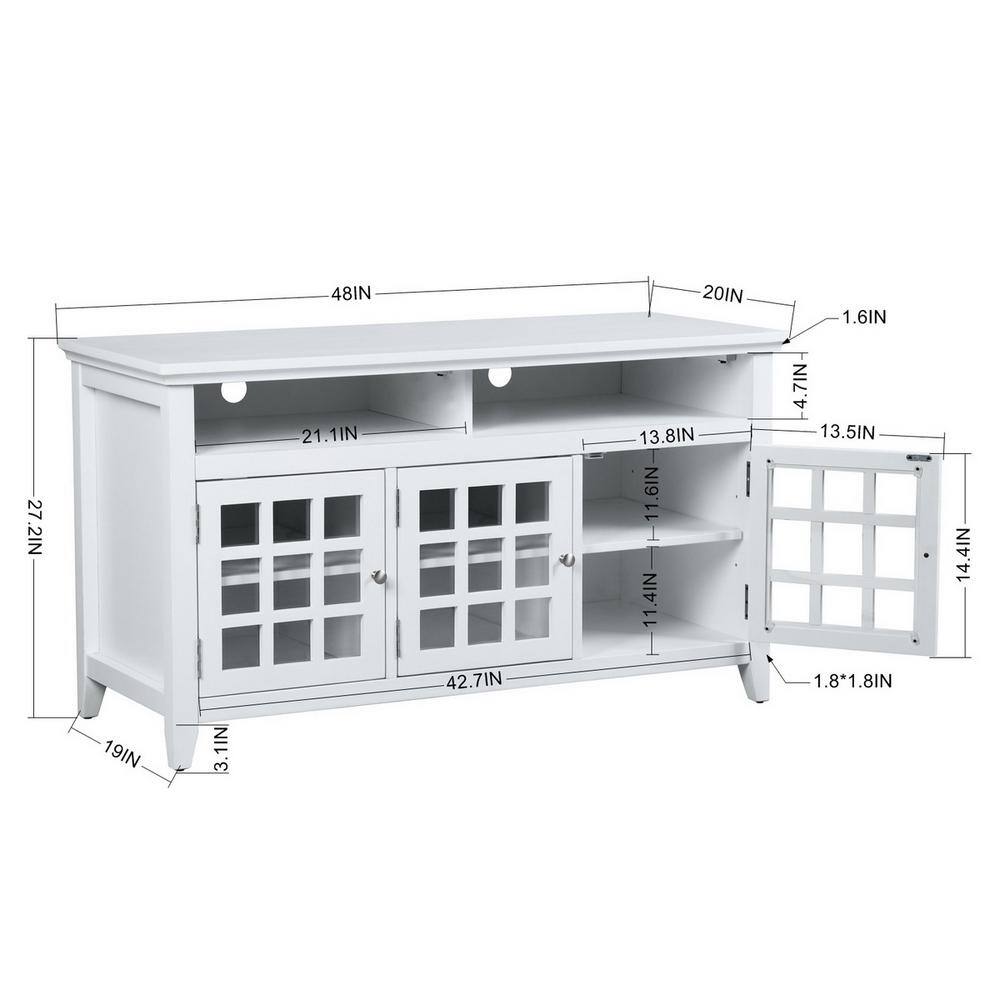 Set of 5, Taneka 48 in. White TV Stand Fits TV's Up To 58 in