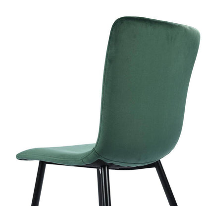 Set of 4, SCARGILL Dining Chair - Velvet Green with Black Metal Leg