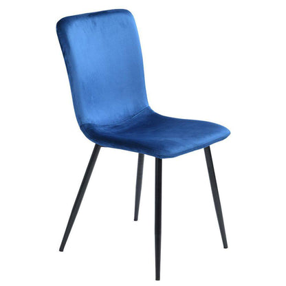 Set of 4, SCARGILL Dining Chair - Velvet Blue with Black Metal Leg