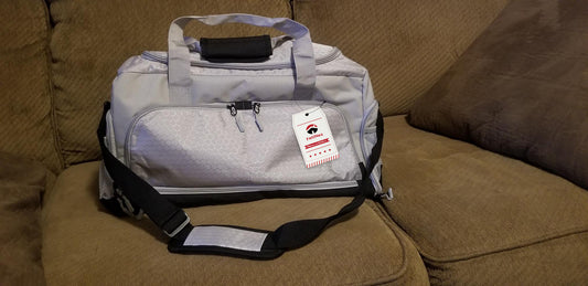 FETINES The Durable Crowdsource Designed Duffel Bag with 10 Optimal Compartments Including Water Resistant Pouch-White