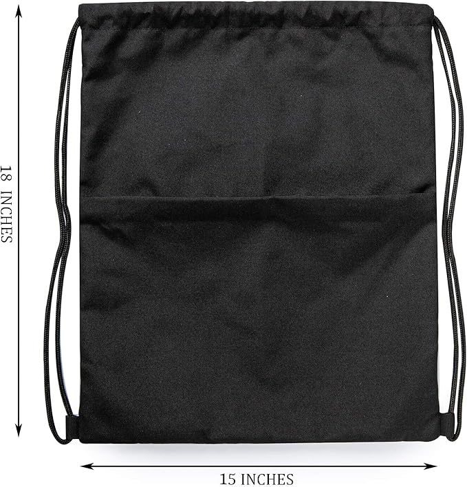 FETINES Drawstring Backpack Water Resistant String Bag Sports Sackpack Gym Sack-Black