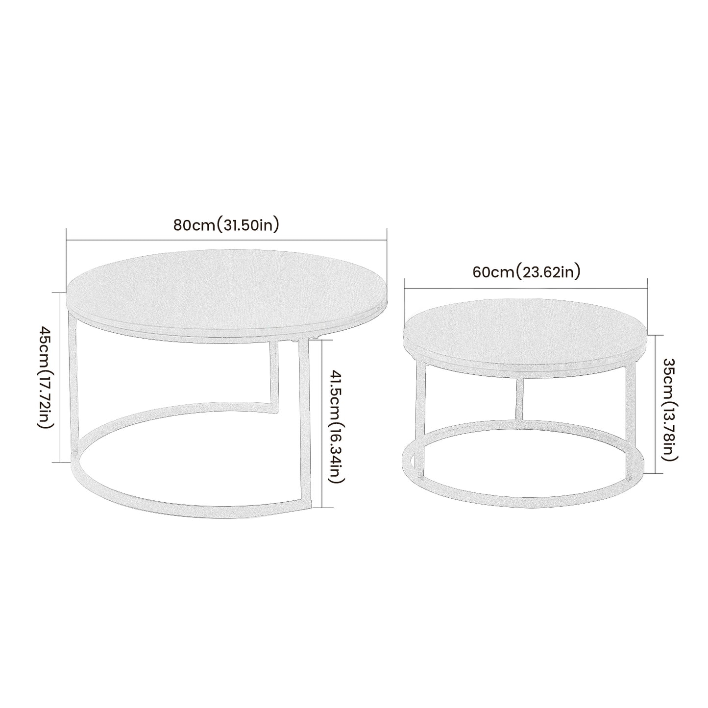 FetiNes Round Coffee Table Set of 2