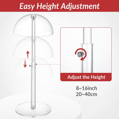 EGGREE Clear Acrylic Adjustable Height Hat Display Stand