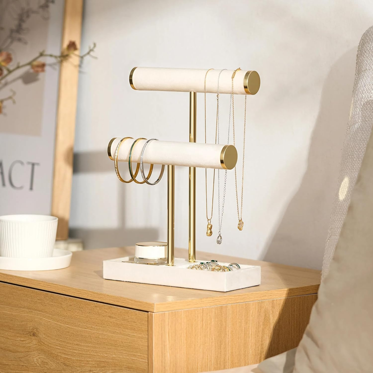 EGGREE 2-Tier Beige Jewelry Display Stand