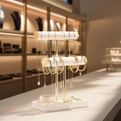 EGGREE 2-Tier Beige Jewelry Display Stand