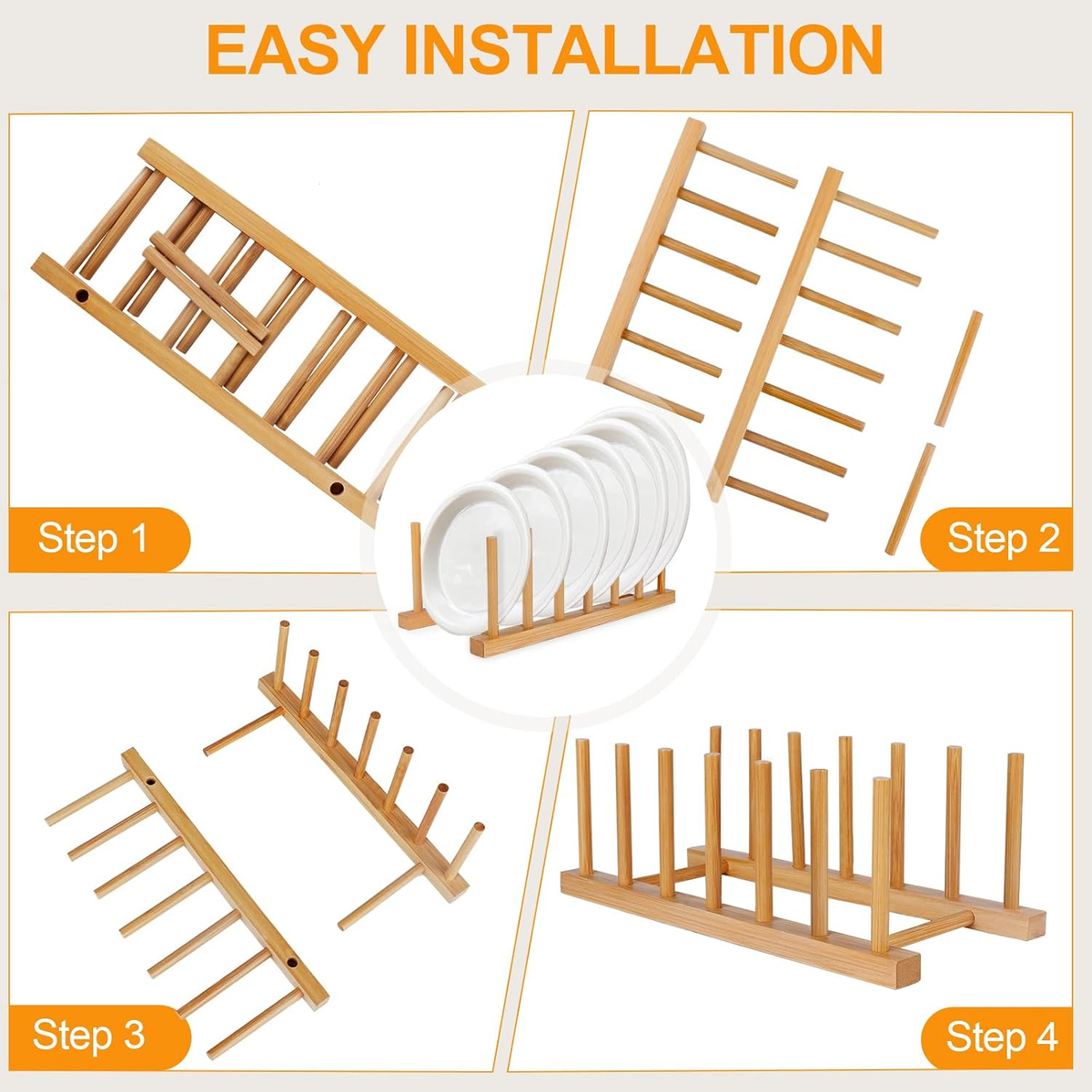 EGGREE 2-Pack Bamboo Vertical Dish Rack