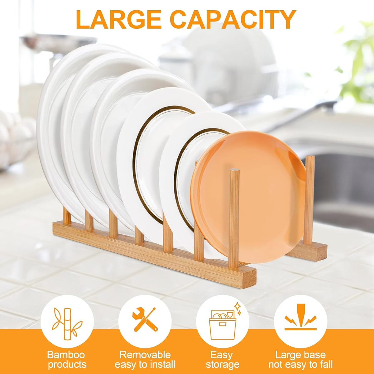EGGREE 2-Pack Bamboo Vertical Dish Rack