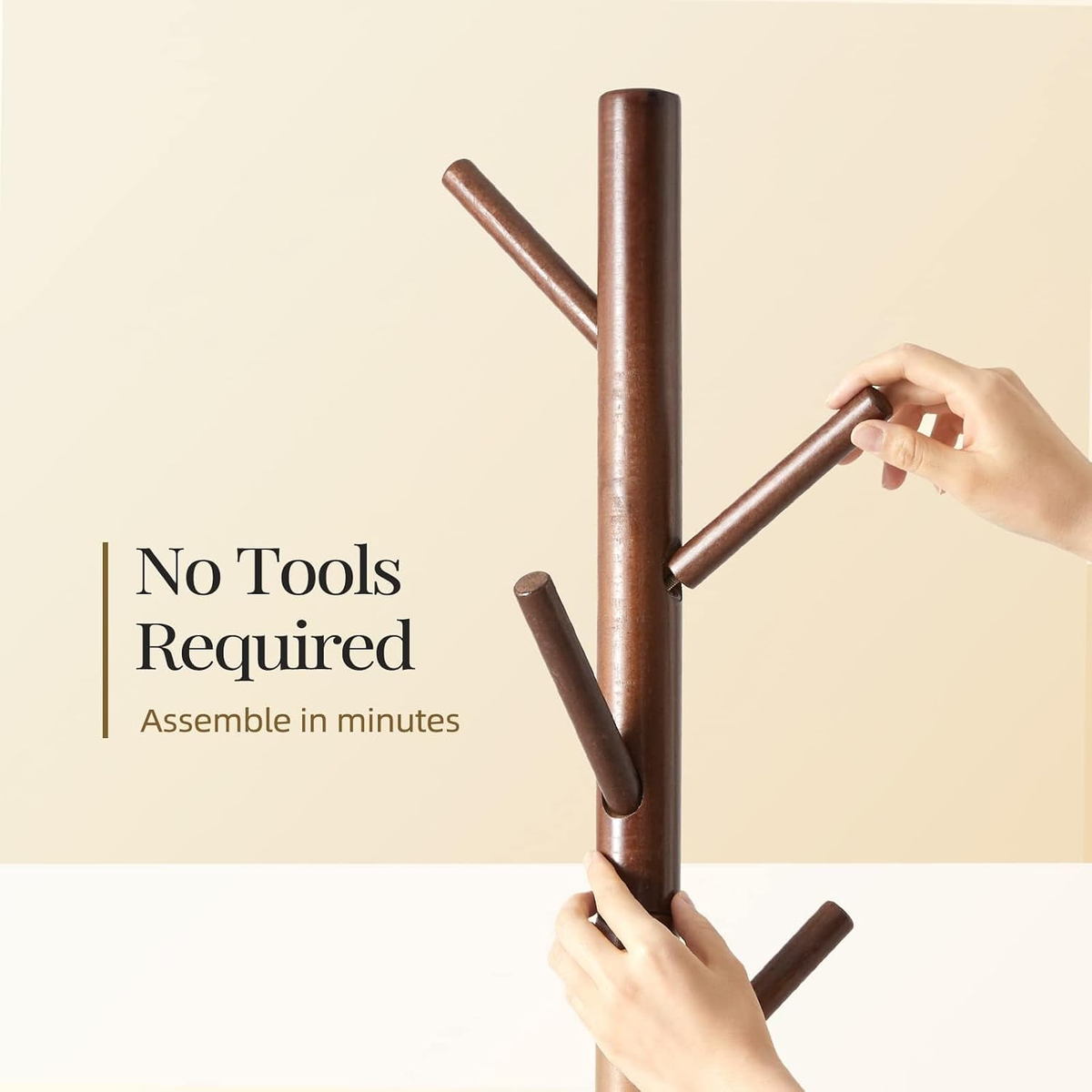 EGGREE Solid Wood Freestanding Coat Rack with 8 Hooks