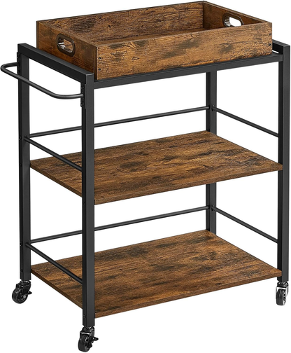 EGGREE Rolling Bar Cart with Wine Rack & Glass Holder