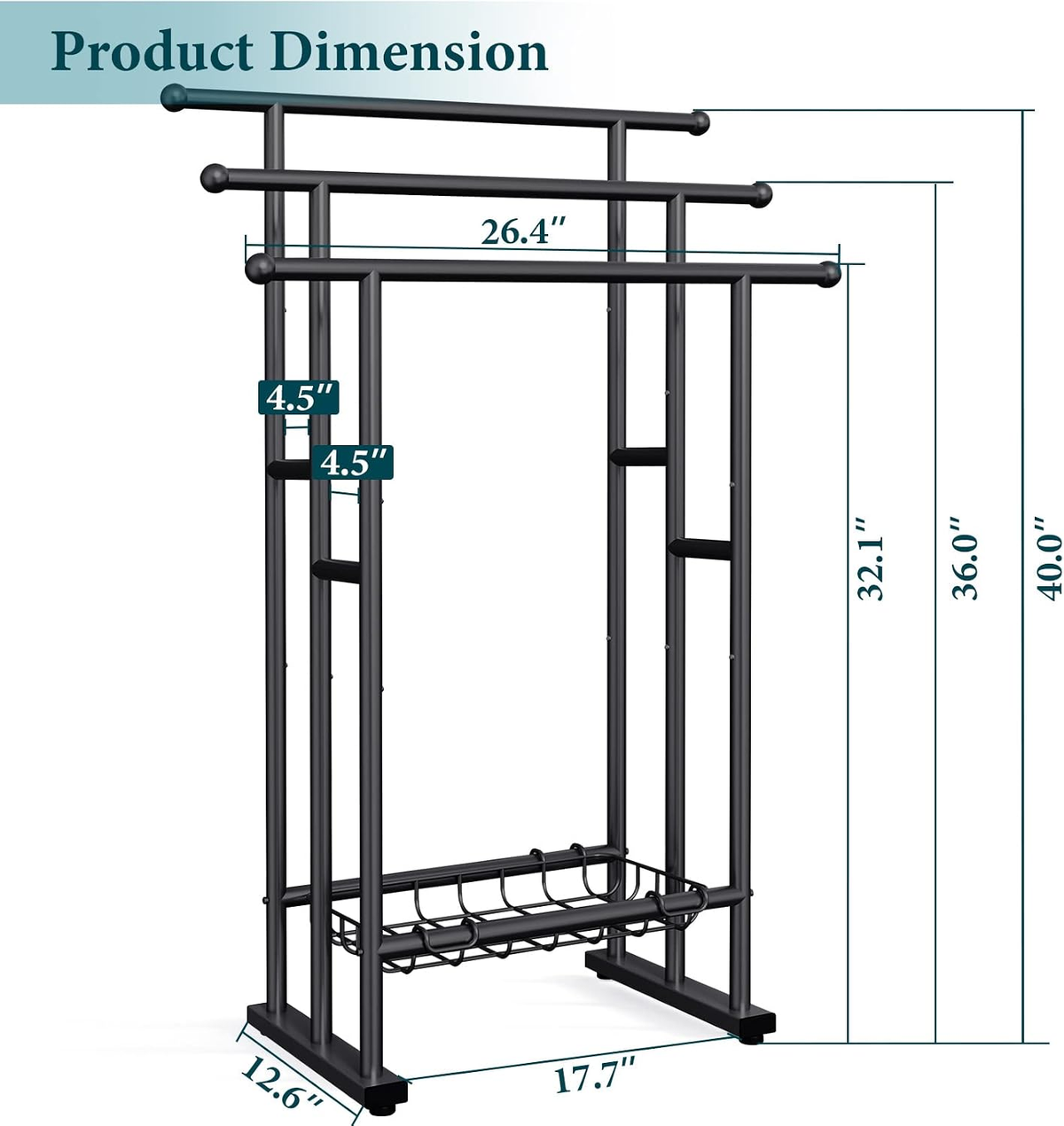 EGGREE Freestanding 3-Tier Alloy Steel Bathroom Towel Rack