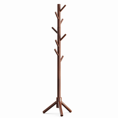 EGGREE Solid Wood Freestanding Coat Rack with 8 Hooks