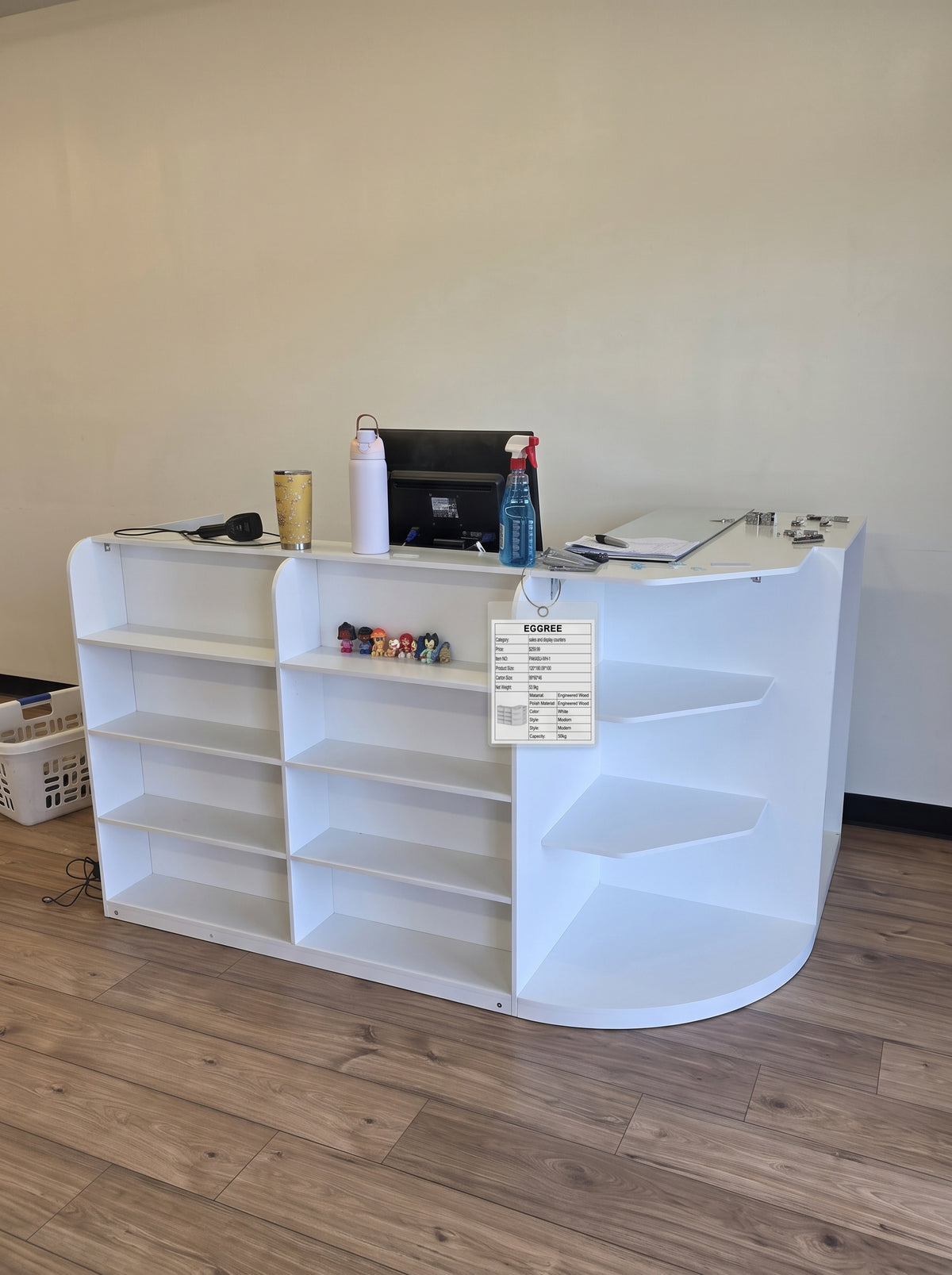 EGGREE Modern White L‑Shaped Reception Desk