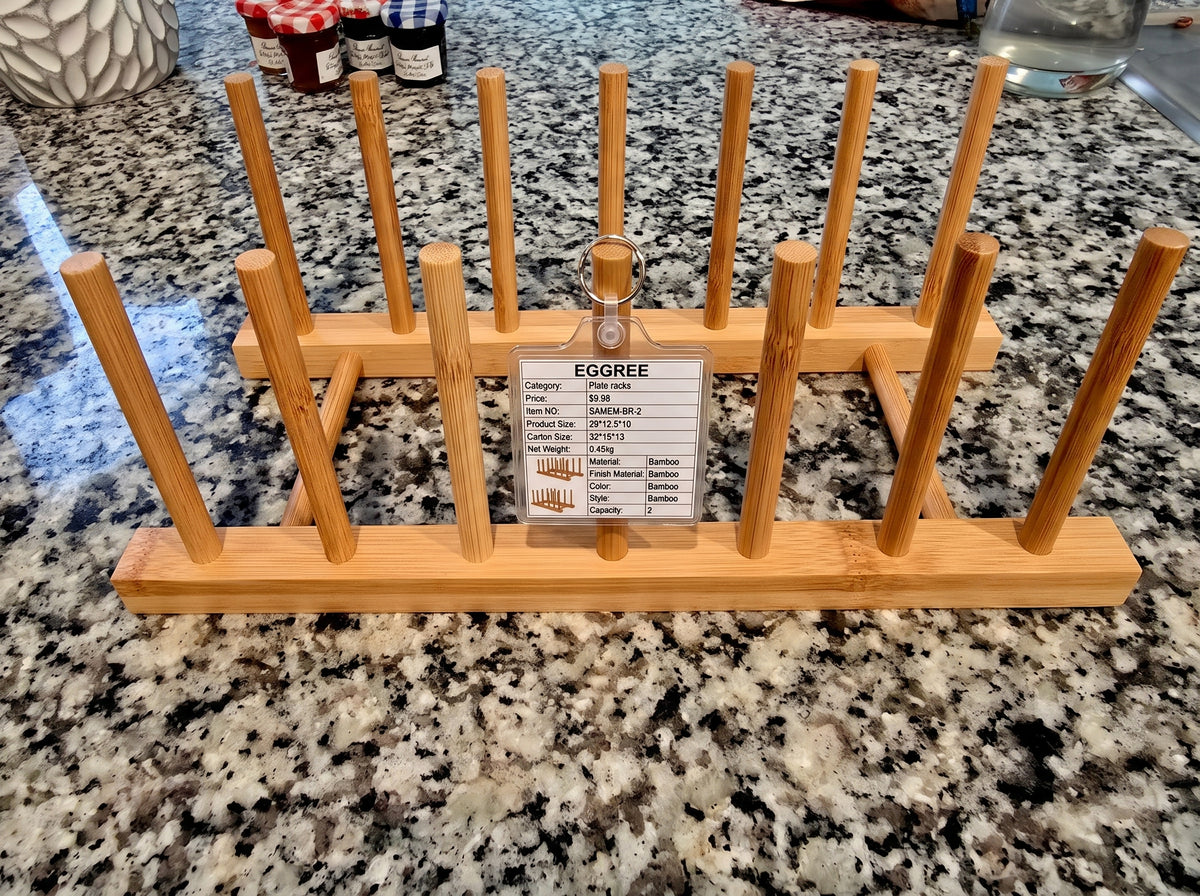 EGGREE 2-Pack Bamboo Vertical Dish Rack